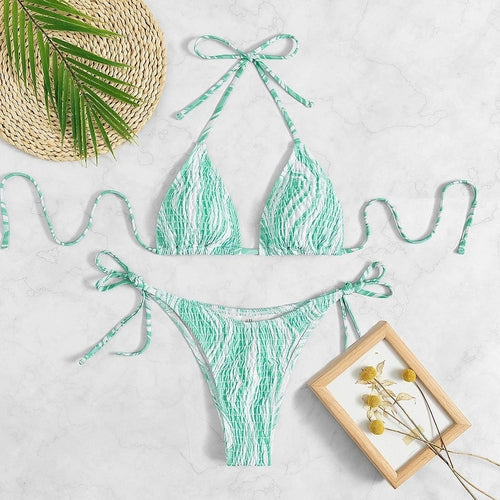 Printed Triangle Push Up Bikini