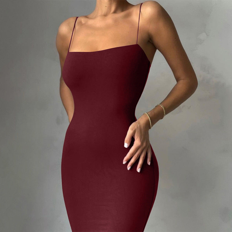  Sexy Spaghetti Strap Bodycon Maxi Dress