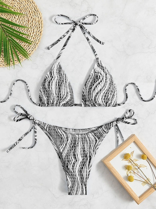 Printed Triangle Push Up Bikini