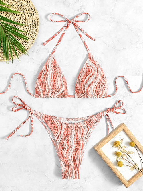 Printed Triangle Push Up Bikini