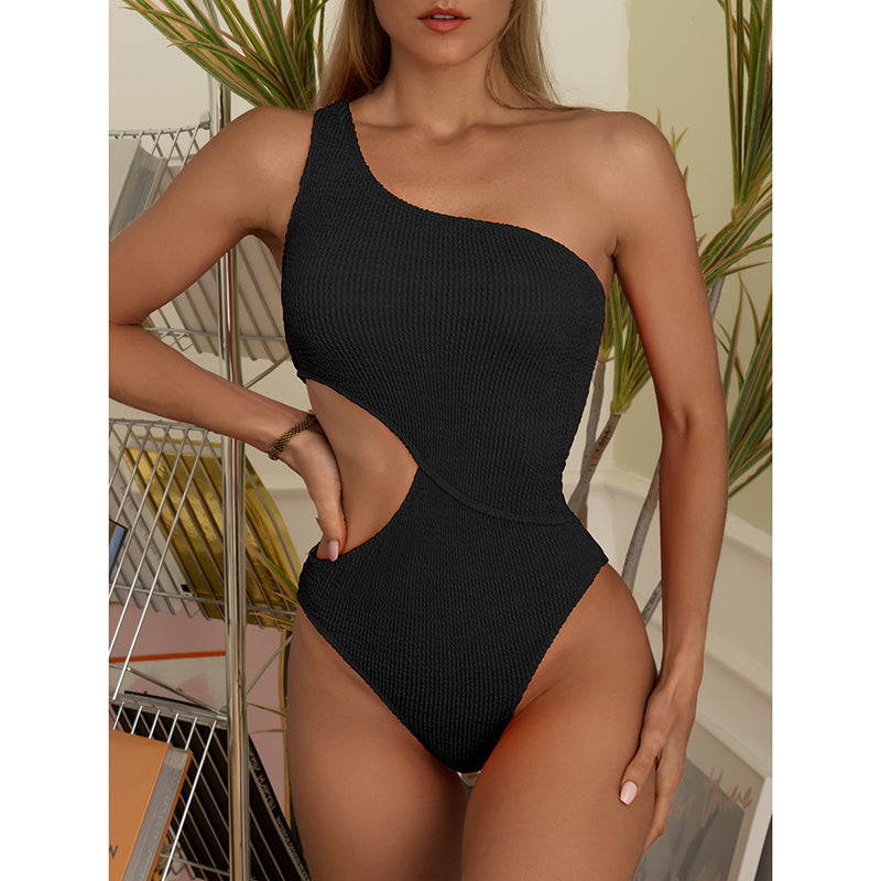 One Shoulder Women's Swimsuit One Piece Cut Out Sexy Swimwear