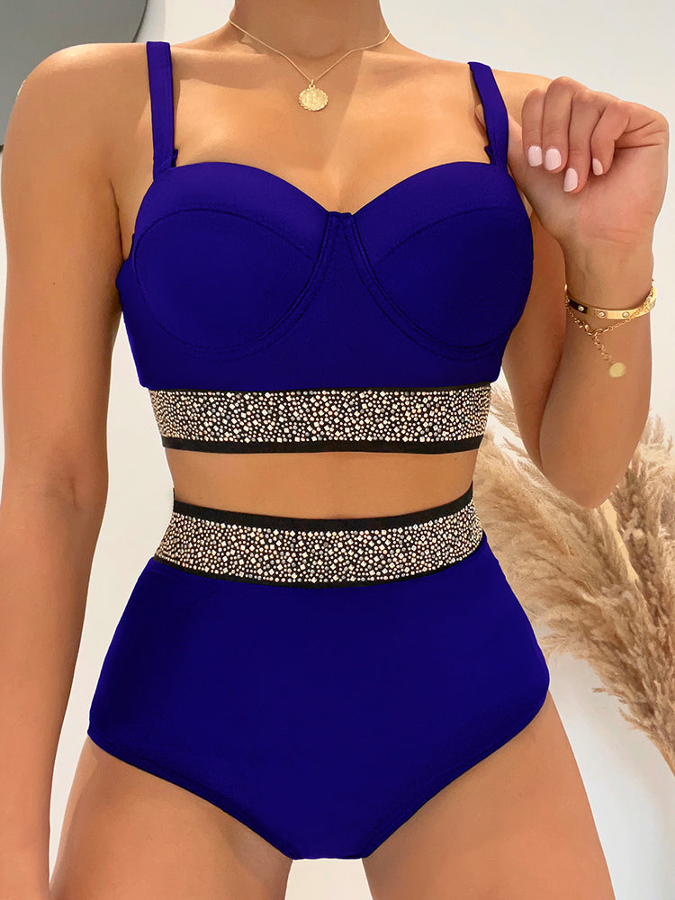 Solid Patchwork Underwire Bikini